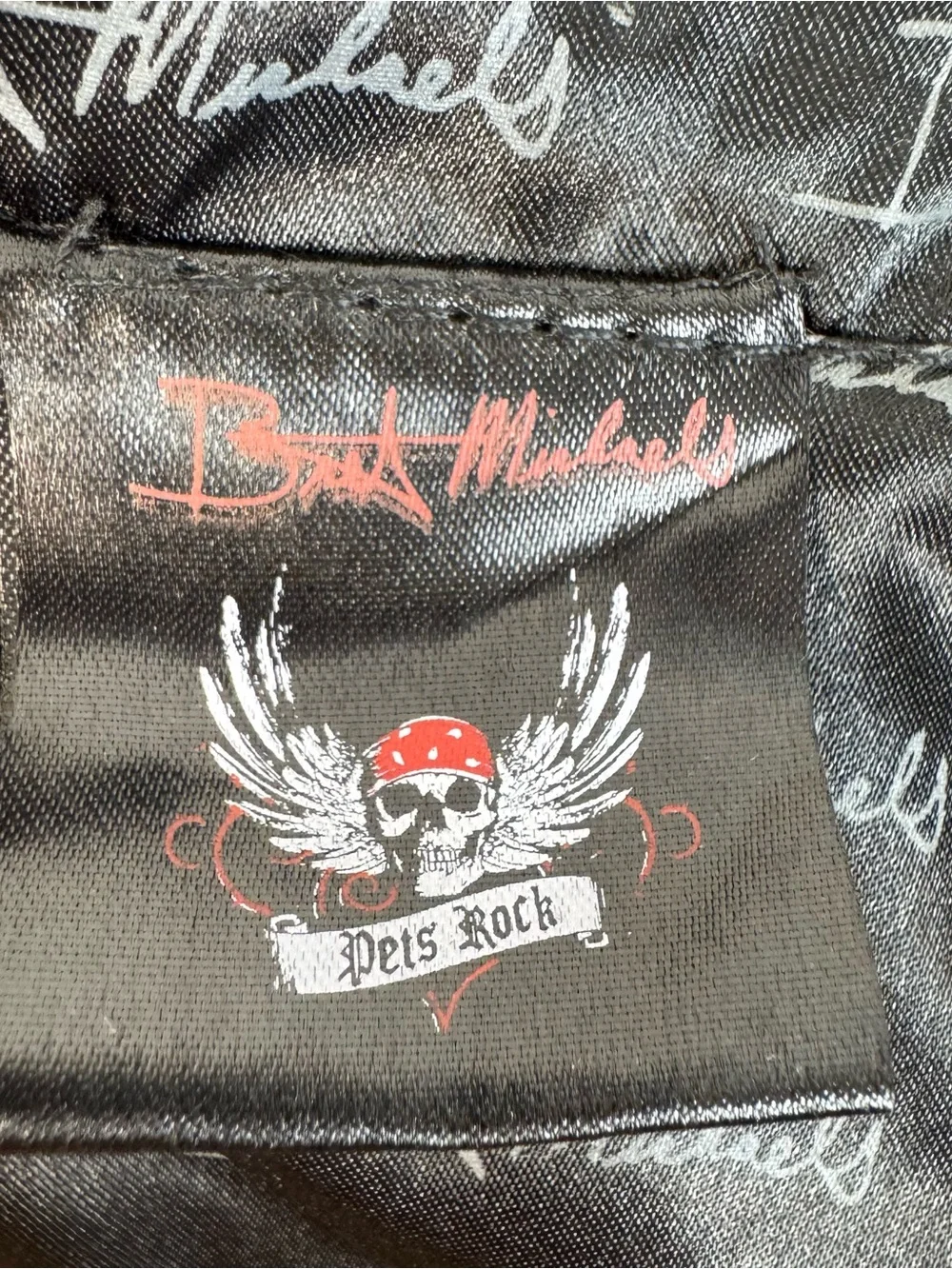 Bret Michaels Black Pleather Studded Rock & Roll Dog Vest